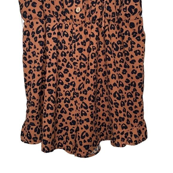 SHEIN Plus Tied Shoulder‎ Ruffle Hem Leopard Belted Cami Romper 2XL - Picture 9 of 11
